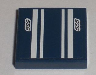 Part 3068pb0298 - Tile 2 x 2 with White Stripes and '555' Pattern (Sticker) - Set 8194 - De BrickPlaats