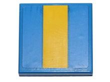 Part 3068pb0684 - Tile 2 x 2 with Yellow Stripe Pattern (Sticker) - Set 40192 - De BrickPlaats
