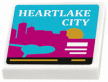 Part 3068pb0948 - Tile 2 x 2 with 'HEARTLAKE CITY' and Skyline Pattern (Sticker) - Set 41106 - De BrickPlaats