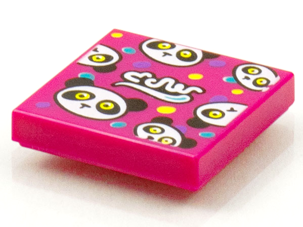 Part 3068pb1536 - Tile 2 x 2 with BeatBit Album Cover - Pandas and Polka Dots Pattern - De BrickPlaats