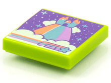 Part 3068pb1539 - Tile 2 x 2 with BeatBit Album Cover - Castle on Rainbow and Clouds Pattern - De BrickPlaats