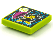 Part 3068pb1565 - Tile 2 x 2 with BeatBit Album Cover - Girl Running in Rain with Purple Umbrella Pattern - De BrickPlaats