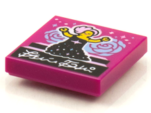 Part 3068pb1601 - Tile 2 x 2 with BeatBit Album Cover - Singer with Pink Hair in Black Dress Pattern - De BrickPlaats