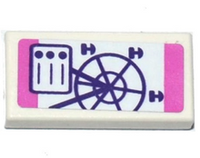 Part 3069pb0546 - Tile 1 x 2 with Ferris Wheel Pamphlet Pattern (Sticker) - Set 41130 - De BrickPlaats