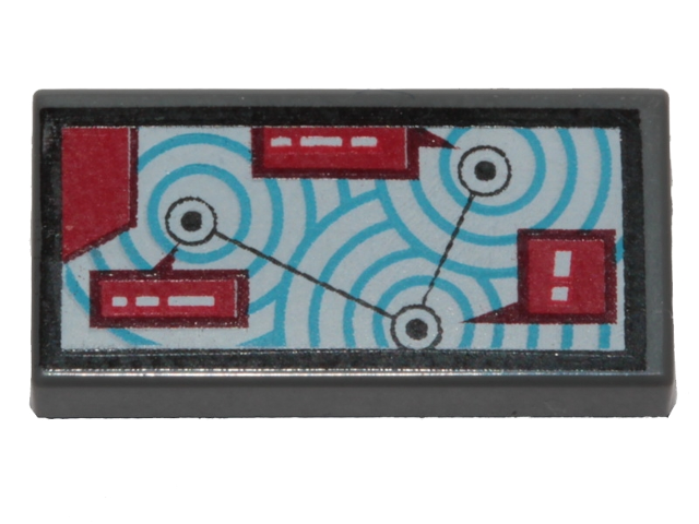 Part 3069pb0648 - Tile 1 x 2 with Map with Blue Circles Pattern - De BrickPlaats