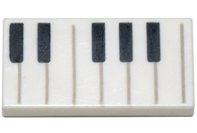 Part 3069pb0761 - Tile 1 x 2 with Black and White Piano Keys Pattern - De BrickPlaats