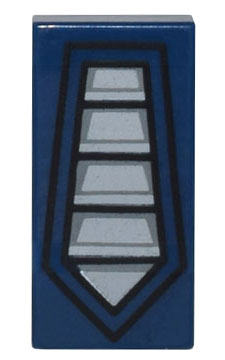 Part 3069pb1082 - Tile 1 x 2 with Black Pentagonal Outline and Silver Vents Pattern - De BrickPlaats