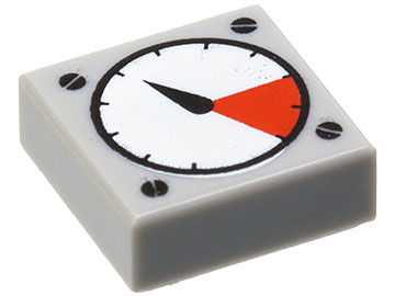 Part 3070p07 - Tile 1 x 1 with White and Red Gauge, Black Thick Needle, and Screw Heads Pattern - De BrickPlaats