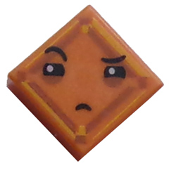 Part 3070pb109 - Tile 1 x 1 with Face with Narrowed Eyes, One Eyebrow Raised and Small Frown (Kryptomite) Pattern - De BrickPlaats