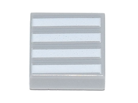 Part 3070pb140 - Tile 1 x 1 with 4 White Stripes Pattern - De BrickPlaats