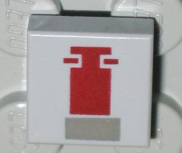 Part 3070ps1 - Tile 1 x 1 with Mini Snowspeeder Front End with Dark Gray and Red Rectangles Pattern - De BrickPlaats