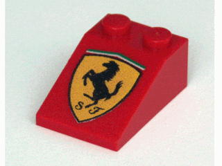 Part 3298pb015 - Slope 33 3 x 2 with Ferrari Logo Pattern - De BrickPlaats