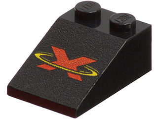Part 3298pb016 - Slope 33 3 x 2 with Red X and Yellow Circle Pattern - De BrickPlaats