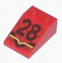Part 3298pb021 - Slope 33 3 x 2 with Black 28 & Black and Yellow Stripes Pattern - De BrickPlaats