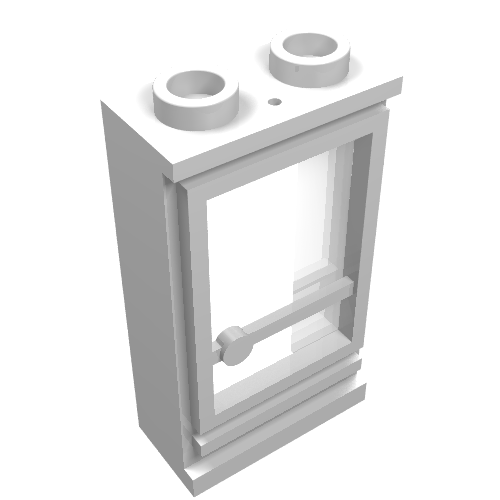 Part 33bc01 - Door 1 x 2 x 3 Hinge on Right with Trans-Clear Glass - De BrickPlaats