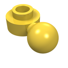 Part 3614a - Plate, Round 1 x 1 with Tow Ball with Round Hole (Homemaker Figure / Maxifigure Hand) - De BrickPlaats