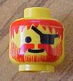 Part 3626apb06 - Minifigure, Head Standard Grin with Red Messy Hair, Moustache, and Vertical Lines Beard, Black Eye Patch Pattern - Solid Stud - De BrickPlaats