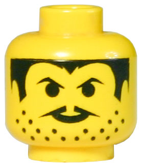 Part 3626pb0012 - Minifigure, Head Moustache Thin, Stubble and Sideburns Pattern - De BrickPlaats