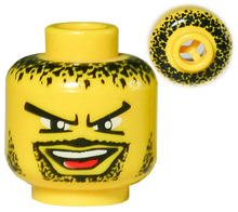 Part 3626pb0165 - Minifigure, Head Moustache Open Mouth, Goatee, V Brow Eyes, Black Hair, Stubble Pattern - De BrickPlaats