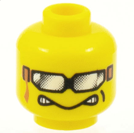 Part 3626pb0189 - Minifigure, Head Goggles with Strap, Dimple, Determined with Teeth on Ends Pattern - De BrickPlaats