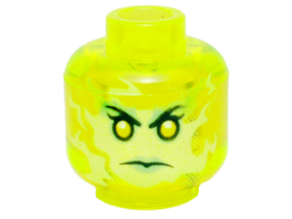 Part 3626pb1391 - Minifigure, Head Alien Female Ghost with Yellowish Green Face and Sand Green Lips Pattern - De BrickPlaats