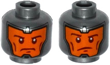 Part 3626pb1521 - Minifigure, Head Dual Sided Balaclava, Orange Face, Dark Red Eyebrows and Cheek Lines, Determined / Raised Eyebrow Pattern - De BrickPlaats