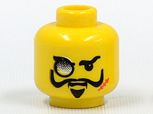 Part 3626px127 - Minifigure, Head Black Eyebrows, Moustache with Upturned Ends, Goatee, Monocle, Red Scar, Angry Pattern - De BrickPlaats