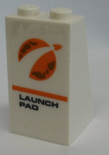 Part 3684cpb031 - Slope 75 2 x 2 x 3 - Solid Studs with Orange City Mars Exploration Logo and 'LAUNCH PAD' Pattern (Sticker) - Set 60228 - De BrickPlaats