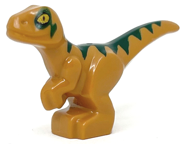 Part 37829pb08 - Dinosaur Baby Standing with Dark Green Markings and Yellow Eyes Pattern (Jurassic World Echo) - De BrickPlaats