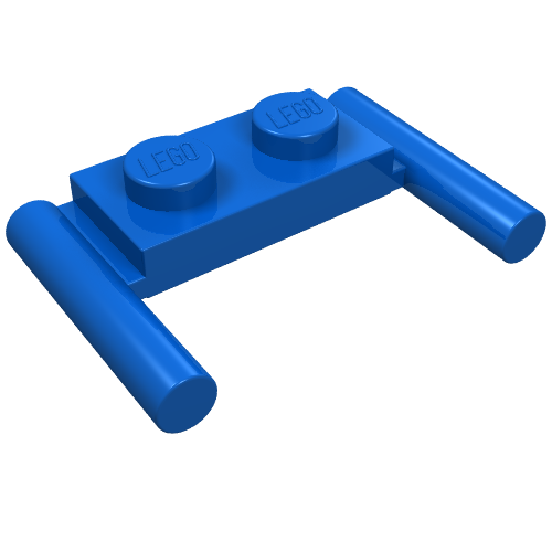 Part 3839b - Plate, Modified 1 x 2 with Bar Handles - Flat Ends, Low Attachment - De BrickPlaats