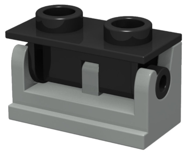 Part 3937c02 - Hinge Brick 1 x 2 with Black Top Plate (3937 / 3938) - De BrickPlaats