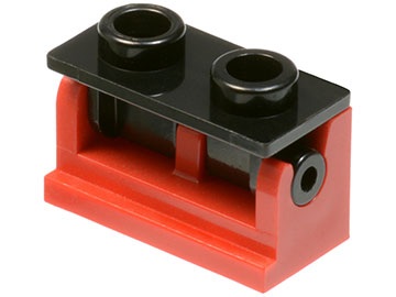 Part 3937c02 - Hinge Brick 1 x 2 with Black Top Plate (3937 / 3938) - De BrickPlaats