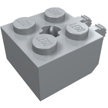 Part 40902 - Hinge Brick 2 x 2 Locking with 2 Fingers Vertical and Axle Hole, 9 Teeth - De BrickPlaats