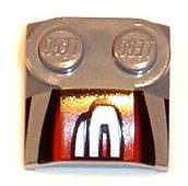 Part 41855pb10 - Slope, Curved 2 x 2 x 2/3 with 2 Studs and Curved Sides, Lip End with Silver/Black/Red Number 3 Right Half Pattern - De BrickPlaats