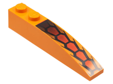 Part 42022pb45 - Slope, Curved 6 x 1 with Repeating Red and Black Hexagonal Scale Pattern - De BrickPlaats