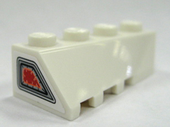 Part 43720pb01 - Wedge 4 x 2 Sloped Right with Jet Exhaust Pattern on narrow end (Sticker) - Set 7695 - De BrickPlaats