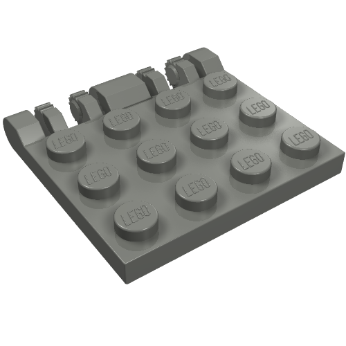 Part 44570 - Hinge Plate 3 x 4 Locking Dual 2 Fingers, 9 Teeth - De BrickPlaats