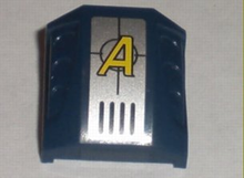 Part 44675pb002 - Slope, Curved 2 x 2 with Debossed Side Ports with Yellow Letter A Agents Logo on Silver Background Pattern (Sticker) - Sets 8632 / 8971 - De BrickPlaats
