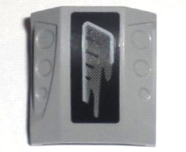 Part 44675pb003R - Slope, Curved 2 x 2 with Debossed Side Ports with Gray Air Vent on Black Background Pattern Model Right (Sticker) - Set 5970 - De BrickPlaats