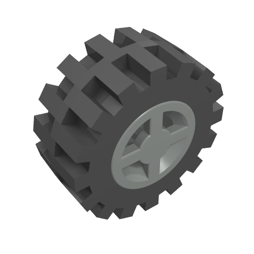 Part 4624c02 - Wheel 8mm D. x 6mm with Black Tire 15mm D. x 6mm Offset Tread Small (4624 / 3641) - De BrickPlaats