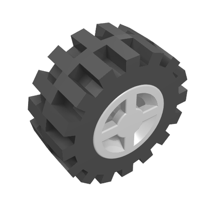 Part 4624c02 - Wheel 8mm D. x 6mm with Black Tire 15mm D. x 6mm Offset Tread Small (4624 / 3641) - De BrickPlaats
