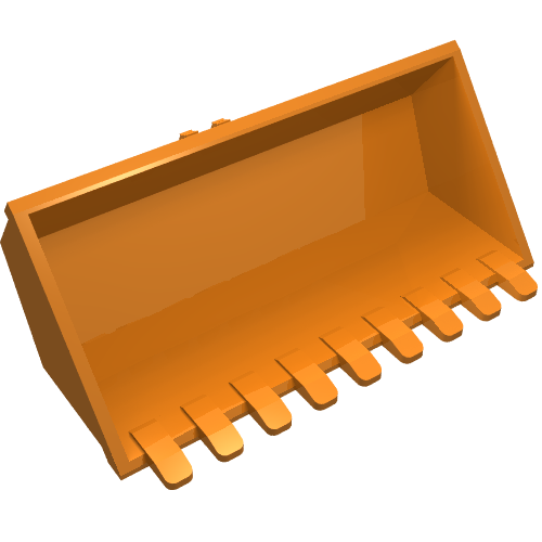 Part 47508 - Vehicle, Digger Bucket 9 Teeth 4 x 8, Flat Inside with Locking 2 Finger Hinge - De BrickPlaats