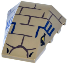 Part 47753pb021 - Wedge 4 x 4 Triple Curved No Studs with Bricks, Blue Lines and 2 Eyes Pattern (Cobra Head) - De BrickPlaats