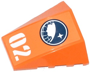 Part 47753pb054 - Wedge 4 x 4 Triple Curved No Studs with Arctic Explorer Logo and White '02' Pattern (Sticker) - Set 60034 - De BrickPlaats