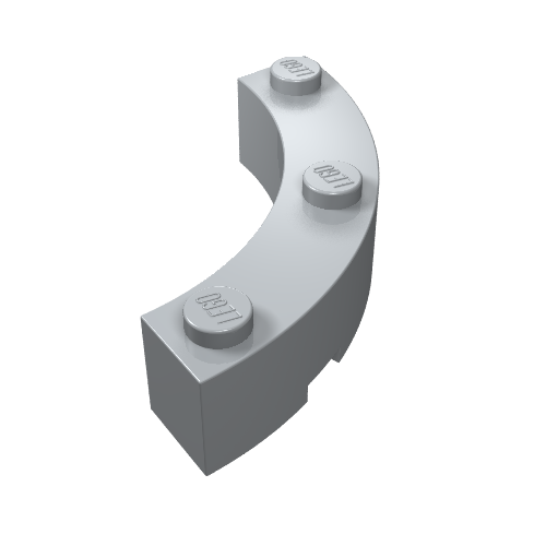 Part 48092 - Brick, Round Corner 4 x 4 Macaroni Wide with 3 Studs - De BrickPlaats