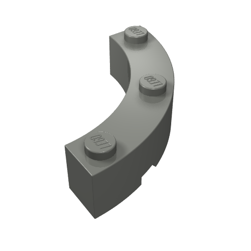 Part 48092 - Brick, Round Corner 4 x 4 Macaroni Wide with 3 Studs - De BrickPlaats