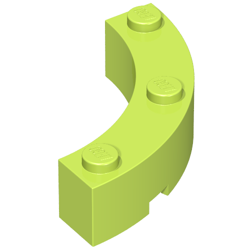 Part 48092 - Brick, Round Corner 4 x 4 Macaroni Wide with 3 Studs - De BrickPlaats