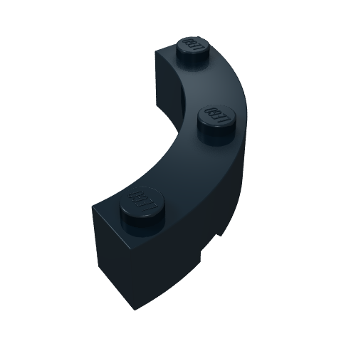 Part 48092 - Brick, Round Corner 4 x 4 Macaroni Wide with 3 Studs - De BrickPlaats