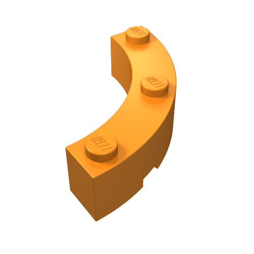 Part 48092 - Brick, Round Corner 4 x 4 Macaroni Wide with 3 Studs - De BrickPlaats