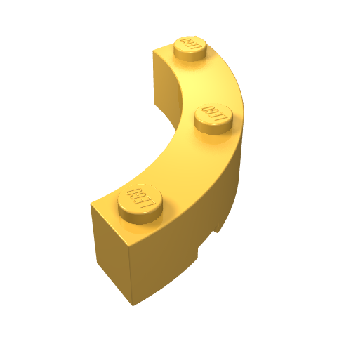 Part 48092 - Brick, Round Corner 4 x 4 Macaroni Wide with 3 Studs - De BrickPlaats